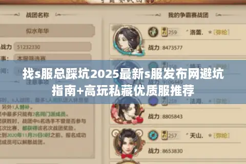 找s服总踩坑2025最新s服发布网避坑指南+高玩私藏优质服推荐 找s服总踩坑2025最新s服发布网避坑指南+高玩私藏优质服推荐