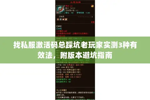 找私服激活码总踩坑老玩家实测3种有效法,附版本避坑指南 找私服激活码总踩坑老玩家实测3种有效法,附版本避坑指南