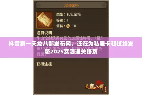 抖音第一天龙八部发布网,还在为私服卡顿掉线发愁2025实测通关秘笈 抖音第一天龙八部发布网,还在为私服卡顿掉线发愁2025实测通关秘笈