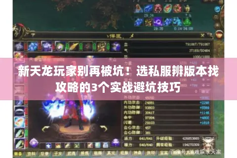 新天龙玩家别再被坑!选私服辨版本找攻略的3个实战避坑技巧 新天龙玩家别再被坑!选私服辨版本找攻略的3个实战避坑技巧