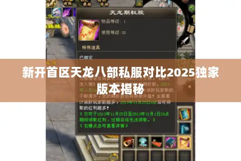 新开首区天龙八部私服对比2025独家版本揭秘