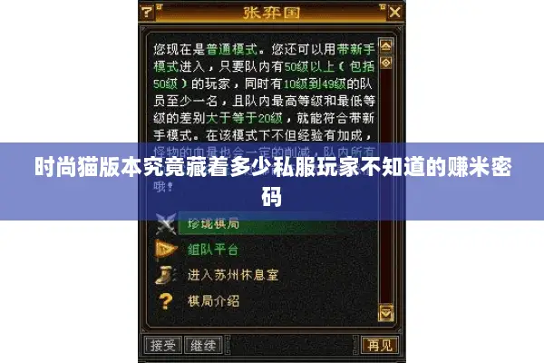 时尚猫版本究竟藏着多少私服玩家不知道的赚米密码 时尚猫版本究竟藏着多少私服玩家不知道的赚米密码