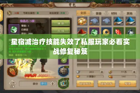 星宿减治疗技能失效了私服玩家必看实战修复秘笈 星宿减治疗技能失效了私服玩家必看实战修复秘笈