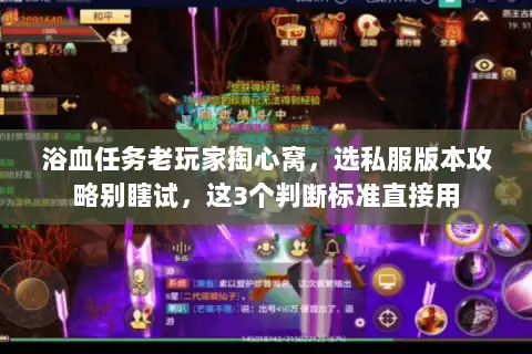 浴血任务老玩家掏心窝，选私服版本攻略别瞎试，这3个判断标准直接用