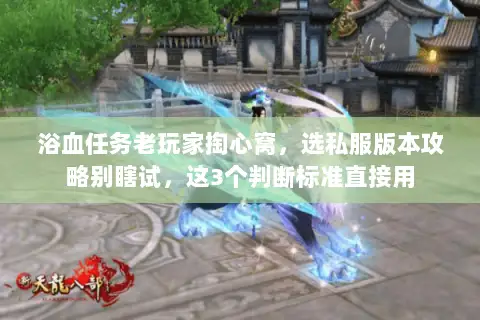 浴血任务老玩家掏心窝，选私服版本攻略别瞎试，这3个判断标准直接用