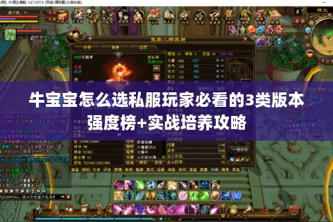 牛宝宝怎么选私服玩家必看的3类版本强度榜+实战培养攻略