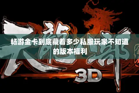 畅游金卡到底藏着多少私服玩家不知道的版本福利 畅游金卡到底藏着多少私服玩家不知道的版本福利