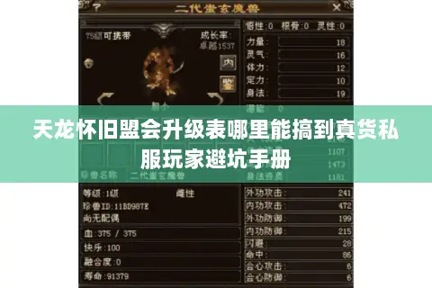 天龙怀旧盟会升级表哪里能搞到真货私服玩家避坑手册 天龙怀旧盟会升级表哪里能搞到真货私服玩家避坑手册