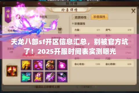 天龙八部sf开区信息汇总,别被官方坑了!2025开服时间表实测曝光 天龙八部sf开区信息汇总,别被官方坑了!2025开服时间表实测曝光
