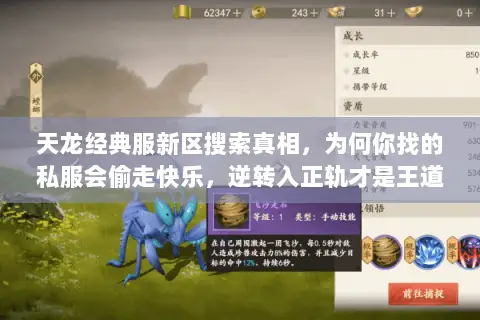 天龙经典服新区搜索真相,为何你找的私服会偷走快乐,逆转入正轨才是王道 天龙经典服新区搜索真相,为何你找的私服会偷走快乐,逆转入正轨才是王道