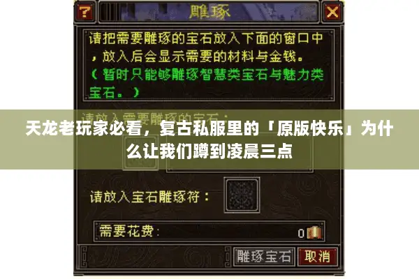 天龙老玩家必看，复古私服里的「原版快乐」为什么让我们蹲到凌晨三点