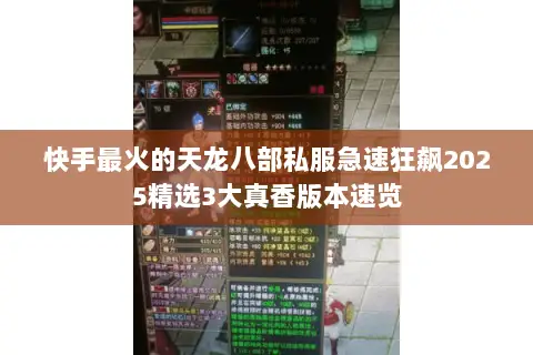 快手最火的天龙八部私服急速狂飙2025精选3大真香版本速览