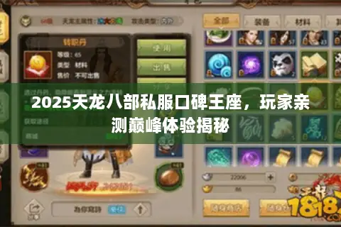 2025天龙八部私服口碑王座，玩家亲测巅峰体验揭秘