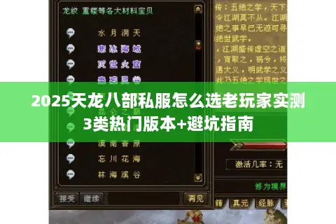 2025天龙八部私服怎么选老玩家实测3类热门版本+避坑指南 2025天龙八部私服怎么选老玩家实测3类热门版本+避坑指南