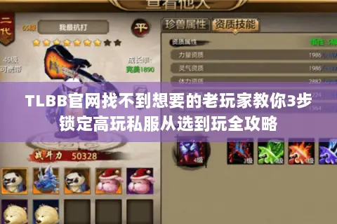 TLBB官网找不到想要的老玩家教你3步锁定高玩私服从选到玩全攻略 TLBB官网找不到想要的老玩家教你3步锁定高玩私服从选到玩全攻略