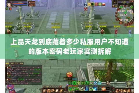 上品天龙到底藏着多少私服用户不知道的版本密码老玩家实测拆解 上品天龙到底藏着多少私服用户不知道的版本密码老玩家实测拆解