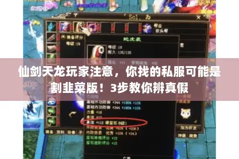 仙剑天龙玩家注意,你找的私服可能是割韭菜版!3步教你辨真假 仙剑天龙玩家注意,你找的私服可能是割韭菜版!3步教你辨真假
