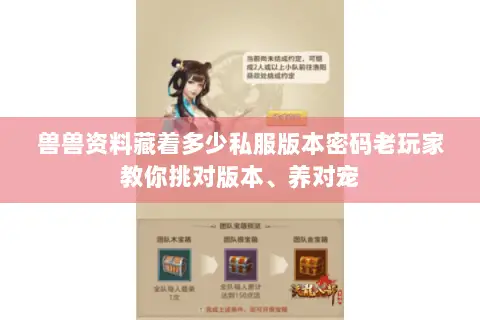 兽兽资料藏着多少私服版本密码老玩家教你挑对版本、养对宠 兽兽资料藏着多少私服版本密码老玩家教你挑对版本、养对宠