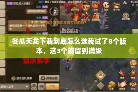 冬瓜天龙下载到底怎么选我试了8个版本,这3个能留到满级 冬瓜天龙下载到底怎么选我试了8个版本,这3个能留到满级