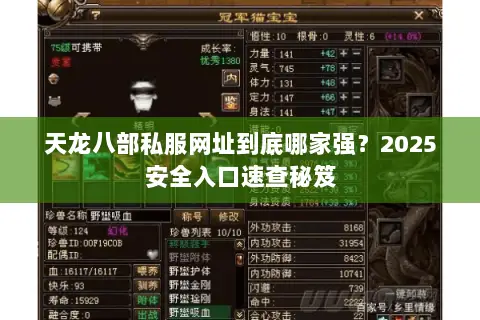 天龙八部私服网址到底哪家强?2025安全入口速查秘笈 天龙八部私服网址到底哪家强?2025安全入口速查秘笈