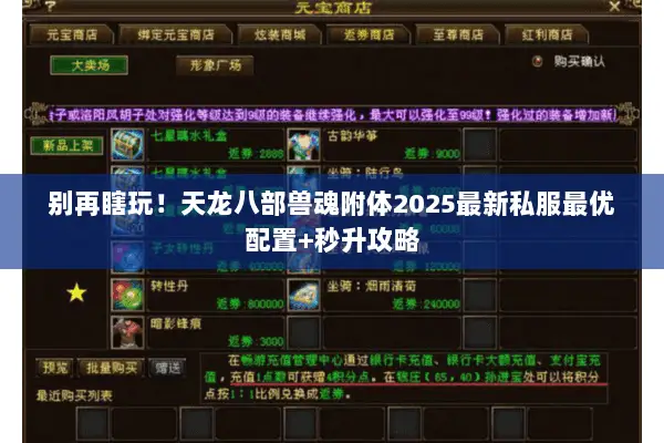 别再瞎玩！天龙八部兽魂附体2025最新私服最优配置+秒升攻略