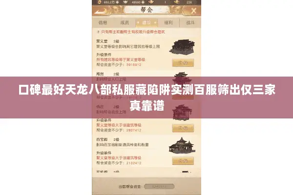 口碑最好天龙八部私服藏陷阱实测百服筛出仅三家真靠谱