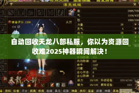 自动回收天龙八部私服，你以为资源回收难2025神器瞬间解决！