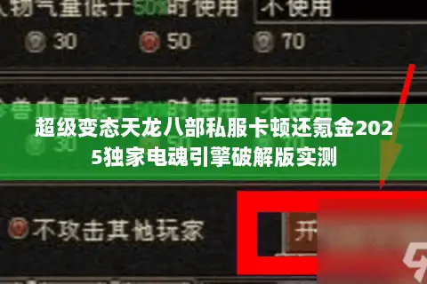 超级变态天龙八部私服卡顿还氪金2025独家电魂引擎破解版实测 超级变态天龙八部私服卡顿还氪金2025独家电魂引擎破解版实测