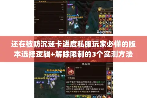 还在被防沉迷卡进度私服玩家必懂的版本选择逻辑+解除限制的3个实测方法 还在被防沉迷卡进度私服玩家必懂的版本选择逻辑+解除限制的3个实测方法