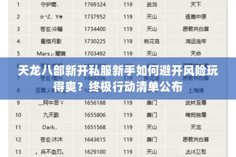 天龙八部新开私服新手如何避开风险玩得爽?终极行动清单公布 天龙八部新开私服新手如何避开风险玩得爽?终极行动清单公布