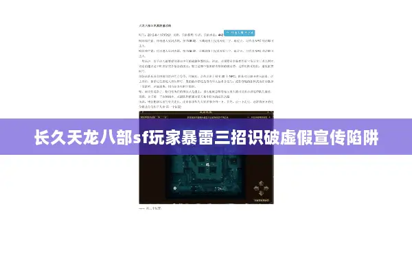 长久天龙八部sf玩家暴雷三招识破虚假宣传陷阱 长久天龙八部sf玩家暴雷三招识破虚假宣传陷阱