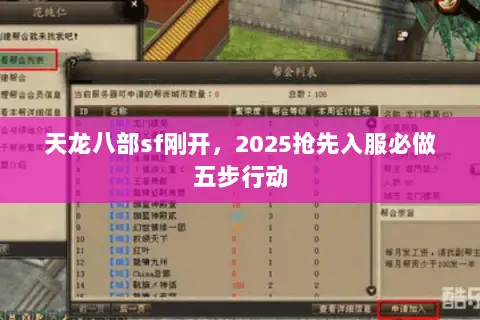 天龙八部sf刚开,2025抢先入服必做五步行动 天龙八部sf刚开,2025抢先入服必做五步行动