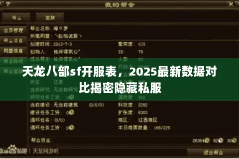 天龙八部sf开服表,2025最新数据对比揭密隐藏私服 天龙八部sf开服表,2025最新数据对比揭密隐藏私服