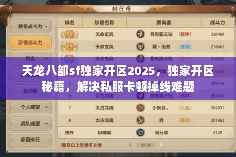 天龙八部sf独家开区2025，独家开区秘籍，解决私服卡顿掉线难题