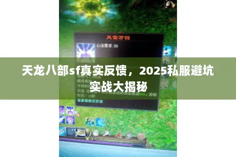 天龙八部sf真实反馈,2025私服避坑实战大揭秘 天龙八部sf真实反馈,2025私服避坑实战大揭秘
