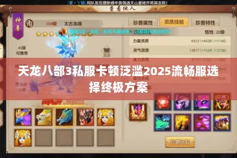 天龙八部3私服卡顿泛滥2025流畅服选择终极方案 天龙八部3私服卡顿泛滥2025流畅服选择终极方案