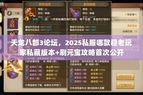 天龙八部3论坛,2025私服哪款稳老玩家私藏版本+刷元宝攻略首次公开 天龙八部3论坛,2025私服哪款稳老玩家私藏版本+刷元宝攻略首次公开