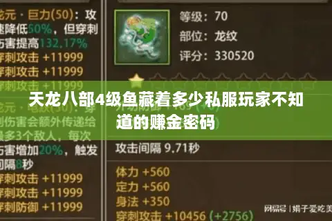 天龙八部4级鱼藏着多少私服玩家不知道的赚金密码