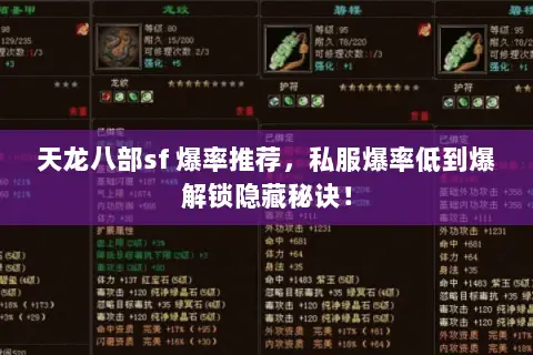 天龙八部sf 爆率推荐,私服爆率低到爆解锁隐藏秘诀! 天龙八部sf 爆率推荐,私服爆率低到爆解锁隐藏秘诀!