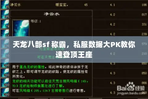 天龙八部sf 称霸,私服数据大PK教你速登顶王座 天龙八部sf 称霸,私服数据大PK教你速登顶王座