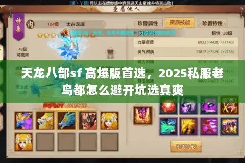 天龙八部sf 高爆版首选,2025私服老鸟都怎么避开坑选真爽 天龙八部sf 高爆版首选,2025私服老鸟都怎么避开坑选真爽