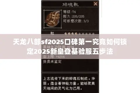 天龙八部sf2025口碑第一究竟如何锁定2025新皇登基验服五步法