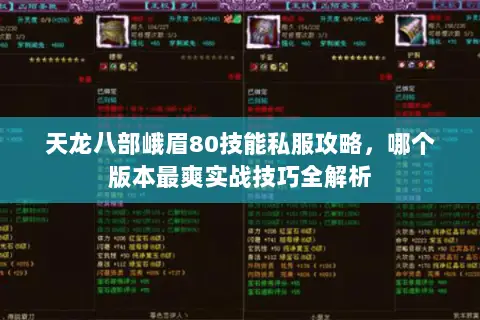 天龙八部峨眉80技能私服攻略,哪个版本最爽实战技巧全解析 天龙八部峨眉80技能私服攻略,哪个版本最爽实战技巧全解析