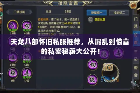 天龙八部怀旧私服推荐,从混乱到惊喜的私密秘籍大公开! 天龙八部怀旧私服推荐,从混乱到惊喜的私密秘籍大公开!