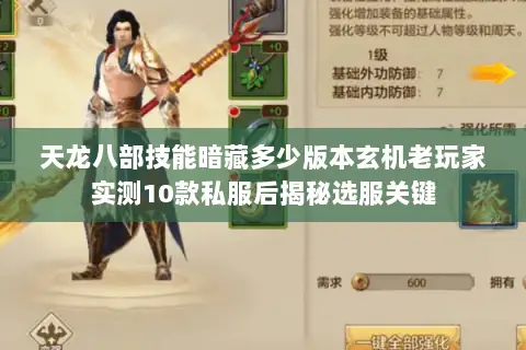天龙八部技能暗藏多少版本玄机老玩家实测10款私服后揭秘选服关键 天龙八部技能暗藏多少版本玄机老玩家实测10款私服后揭秘选服关键