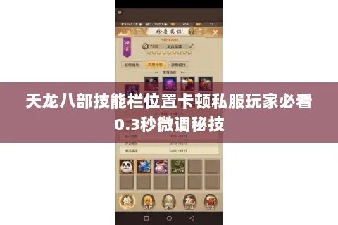 天龙八部技能栏位置卡顿私服玩家必看0.3秒微调秘技 天龙八部技能栏位置卡顿私服玩家必看0.3秒微调秘技