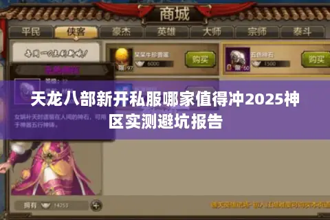 天龙八部新开私服哪家值得冲2025神区实测避坑报告 天龙八部新开私服哪家值得冲2025神区实测避坑报告