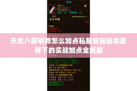 天龙八部明教怎么加点私服官服版本差异下的实战加点全拆解 天龙八部明教怎么加点私服官服版本差异下的实战加点全拆解