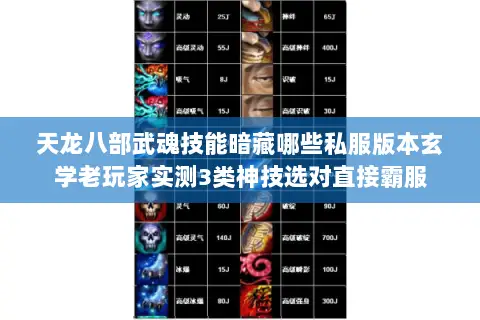 天龙八部武魂技能暗藏哪些私服版本玄学老玩家实测3类神技选对直接霸服