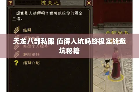 天龙八部私服 值得入坑吗终极实战避坑秘籍 天龙八部私服 值得入坑吗终极实战避坑秘籍